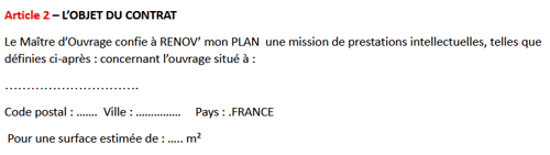 devis objet du contrat